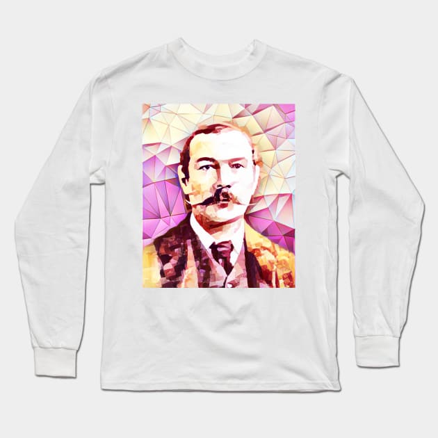 Arthur Conan Doyle Pink Portrait | Arthur Conan Doyle Artwork 13 Long Sleeve T-Shirt by JustLit